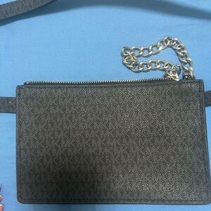 Michael Kors Black Logo PVC Chain Wallet